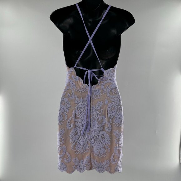 NWT - Hello Molly Bedroom Whispers Lace Mini Dress Size 8 Nude & Lavender - Picture 7 of 16